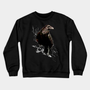 Watercolor Raven Corvid Bird Wildlife Art Crewneck Sweatshirt